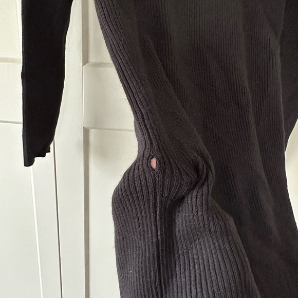 Black Ribbed Mock Neck Front Slit Maternity Dress - Picture 5 of 5